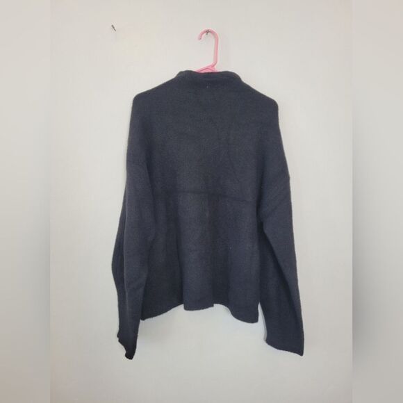 Tahari T Chenille Thick Knit Oversized Sweater Mock Neck Black Minimalist Large - Picture 10 of 12